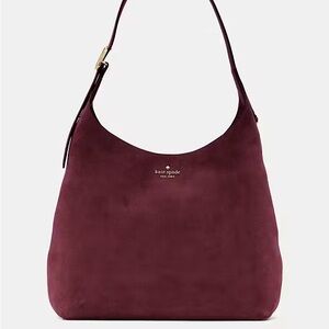 NWT Kate Spade 454 Large Shoulder Bag in Suede Merlot